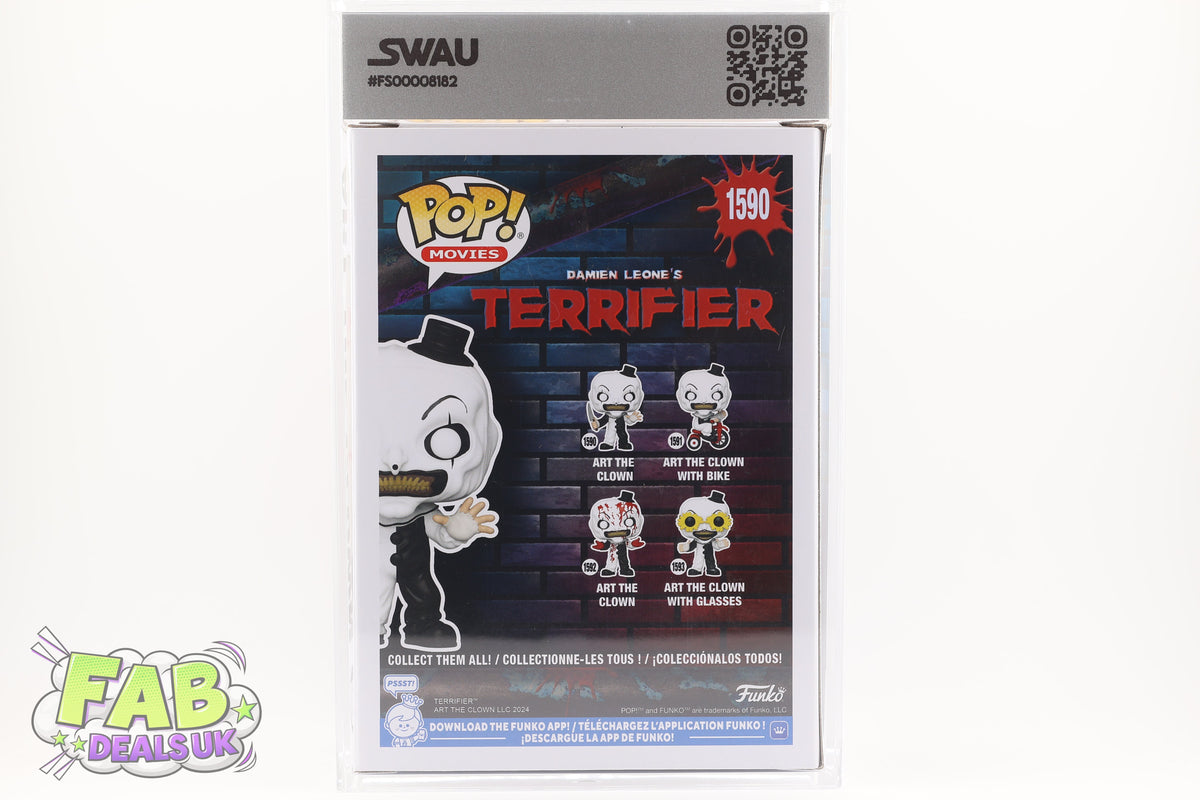 #1590 Art the Clown SIGNED by David Howard Thornton Terrifier Horror Movies Graded and SWAU Encapsulated Funko Pop Grade 7.5, Auto Grade 10