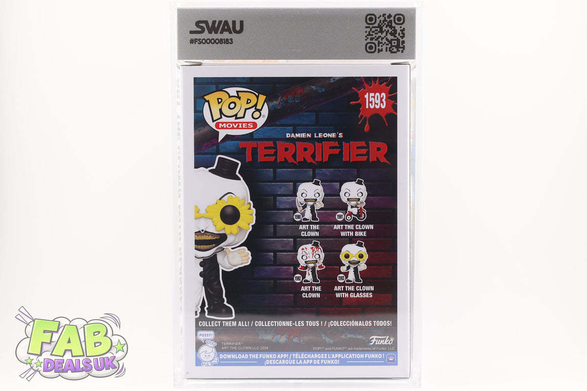 #1593 Art the Clown with Glasses Terrifier Horror Movies Graded and SWAU Encapsulated Funko Pop Grade 8
