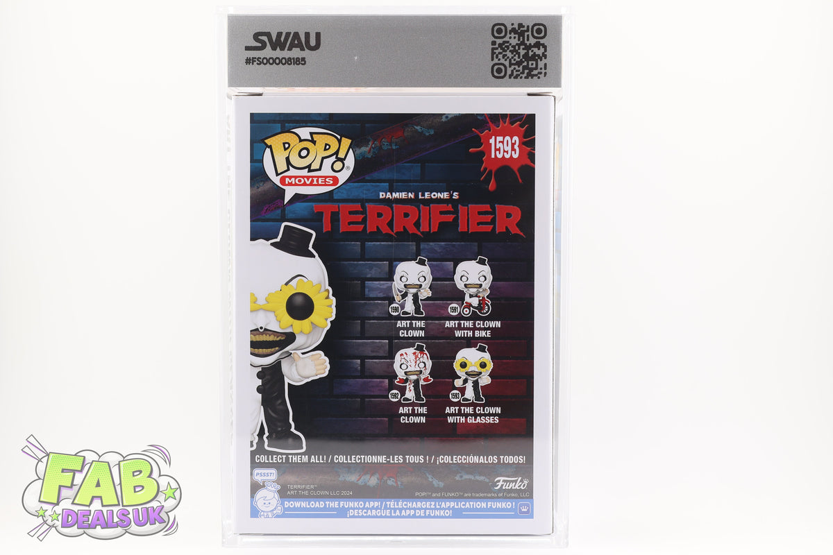 #1593 Art the Clown with Glasses Terrifier Horror Movies Graded and SWAU Encapsulated Funko Pop Grade 8
