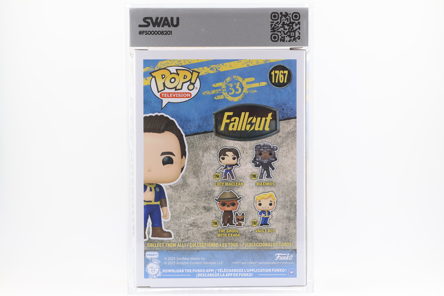 #1767 Cooper Howard CHASE Fallout Television Graded and SWAU Encapsulated Funko Pop Grade 8.5