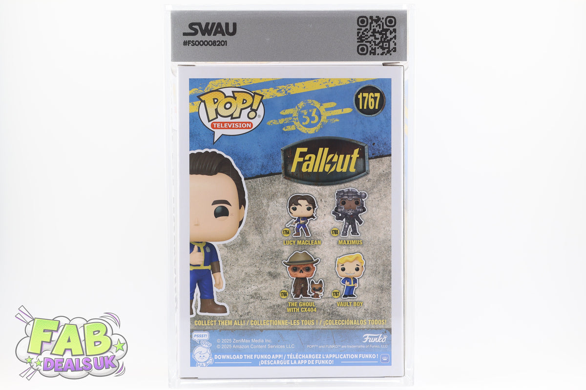 #1767 Cooper Howard CHASE Fallout Television Graded and SWAU Encapsulated Funko Pop Grade 8.5