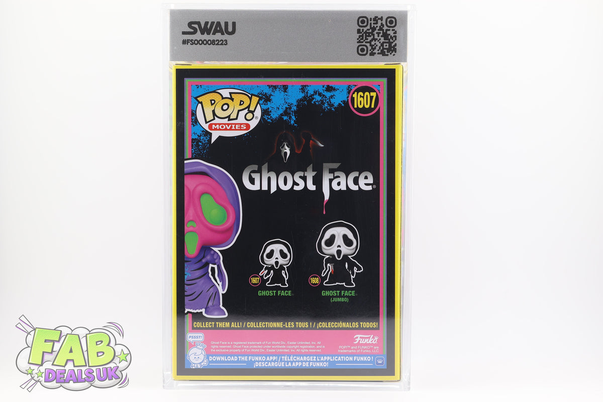 #1607 Ghost Face Blacklight Horror Movies Graded and SWAU Encapsulated Funko Pop Grade 8