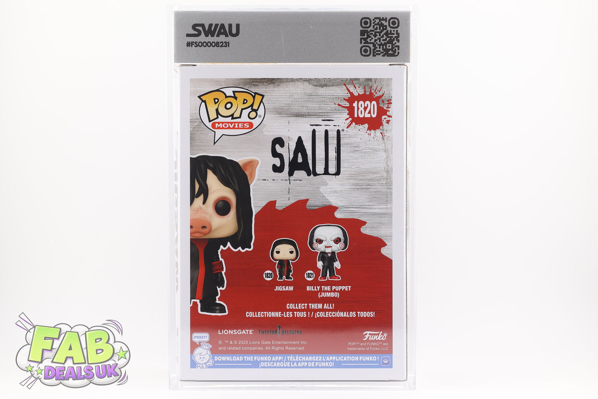 #1820 Jigsaw CHASE Horror Movies Graded and SWAU Encapsulated Funko Pop Grade 8