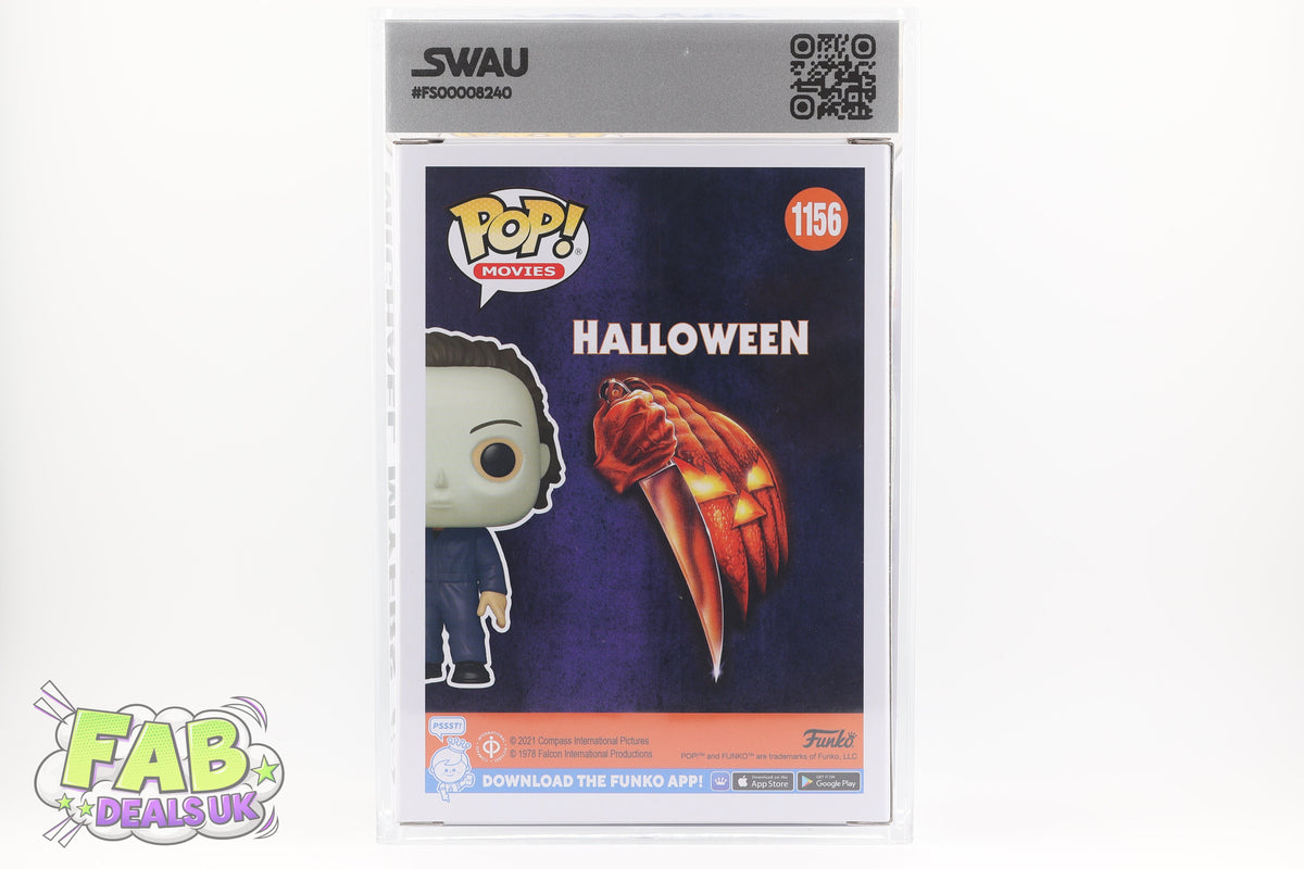 #1156 Michael Myers SIGNED by Nick Castle Horror Movies Graded and SWAU Encapsulated Funko Pop Grade 8.5, Auto Grade 10