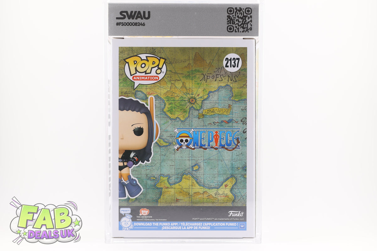 #2137 Nico Robin SIGNED by Stephanie Young One Piece Animation Graded and SWAU Encapsulated Funko Pop Grade 7, Auto Grade 10