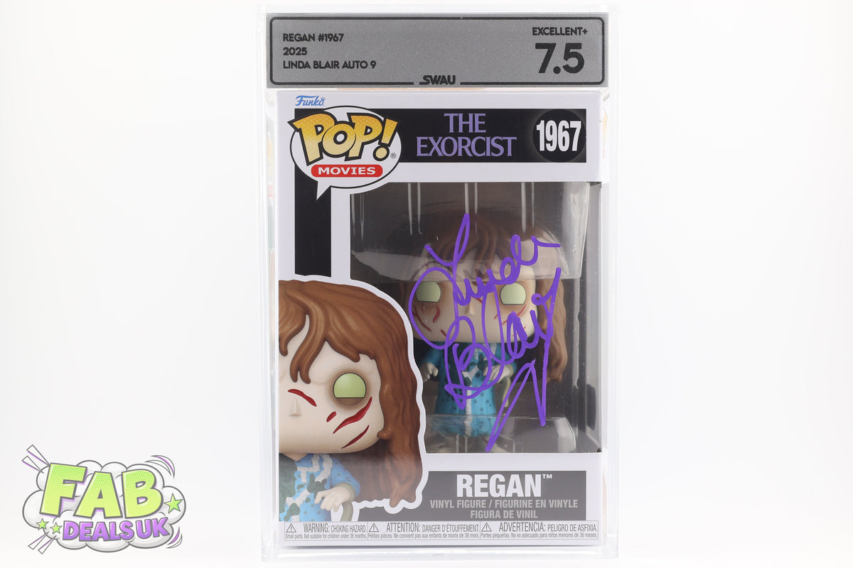 #1967 Regan SIGNED by Linda Blair Horror Movies Graded and SWAU Encapsulated Funko Pop Grade 7.5, Auto Grade 9