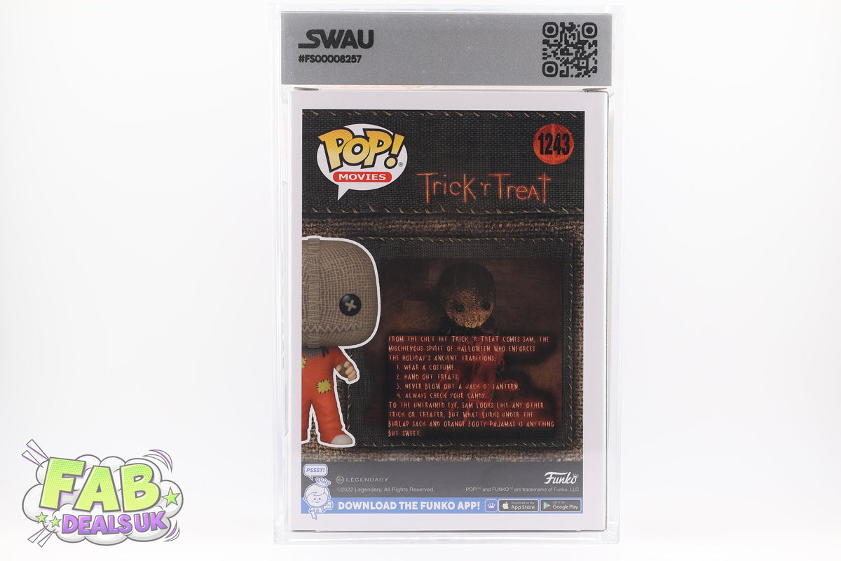 #1243 Sam SIGNED by Quinn Lord Horror Movies Graded and SWAU Encapsulated Funko Pop Grade 7.5, Auto Grade 10