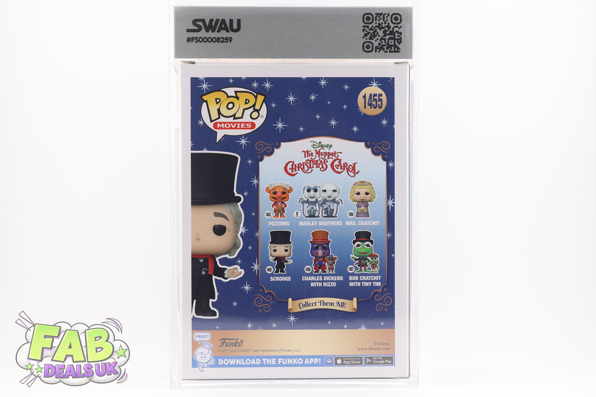 #1455 Scrooge SIGNED by Brian Henson The Muppets Christmas Carol Movies Graded and SWAU Encapsulated Funko Pop Grade 8, Auto Grade 10