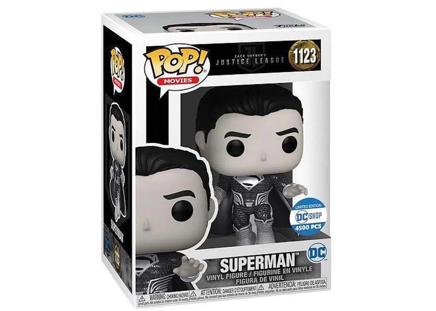 #1123 Superman B&W Metallic DC SHOP 4500pcs Justice League DC Heroes Movies  Funko Pop