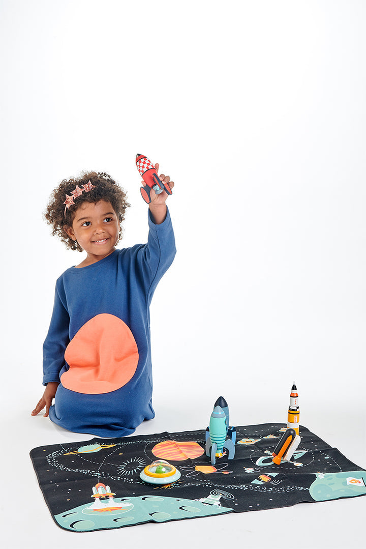Space Adventure Wooden Rocket with Play Mat Tender Leaf Toys