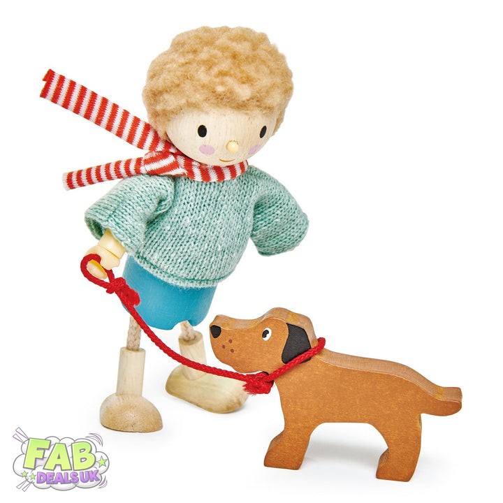 Mr Goodwood and His Dog Tender Leaf Toys Wooden Doll 1:12 Scale