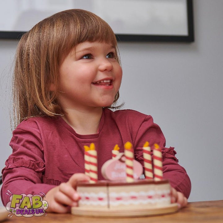 Chocolate Birthday Cake Tender Leaf Toys Wooden Play Food