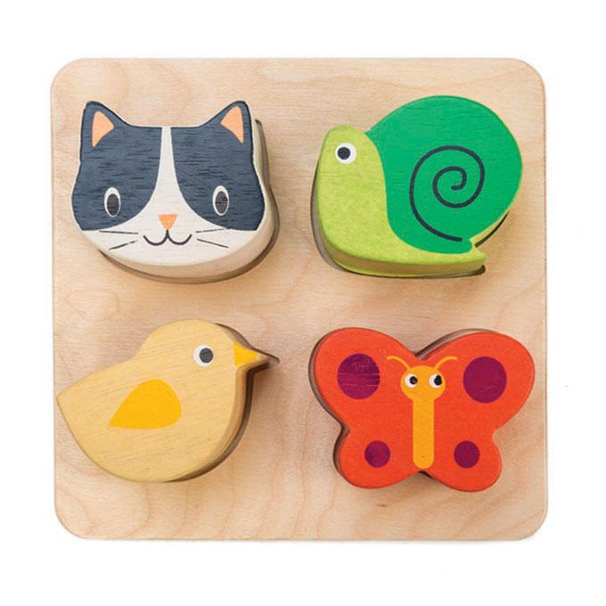 Touch Sensory Tray Tender Leaf Toys Wooden Garden Tactile Animals