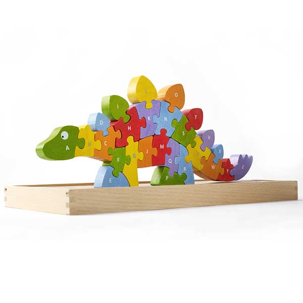 Stegosaurus Dinosaur A-Z Puzzle BeginAgain Wooden Alphabet Jigsaw