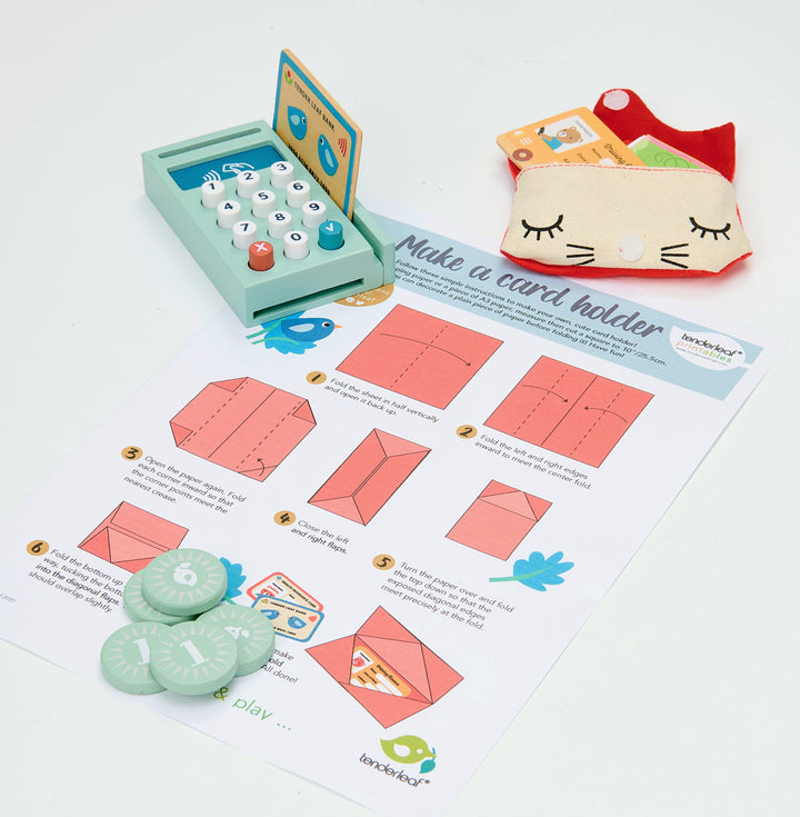 Play Pay Pack with Pretend Money and Card Machine Tender Leaf Toys