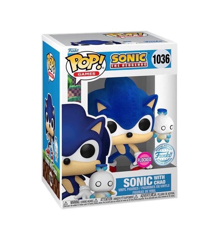 #1036 Sonic With Hero Chao FLOCKED Sonic The Hedgehog Games Funko Pop