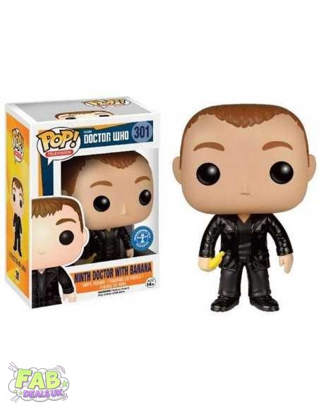 #301 Ninth Doctor with Banana UNDERGROUND TOYS Doctor Who Television Funko Pop in Stack