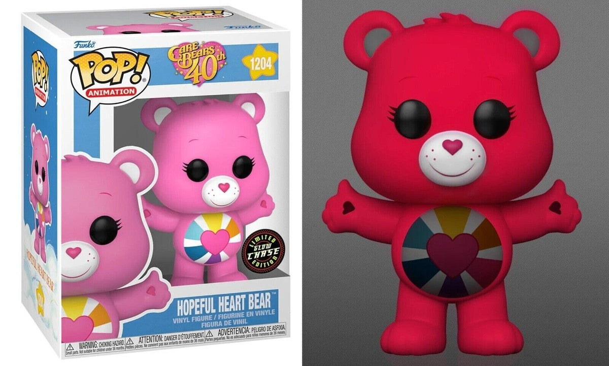 #1204 Hopeful Heart Bear GLOW CHASE Care Bears 40th Animation Funko Pop