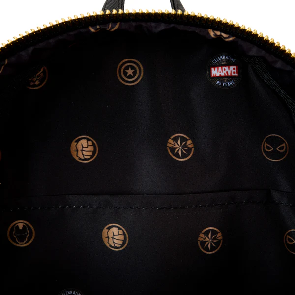 Marvel Logo Classic Black and Gold Loungefly Mini Backpack