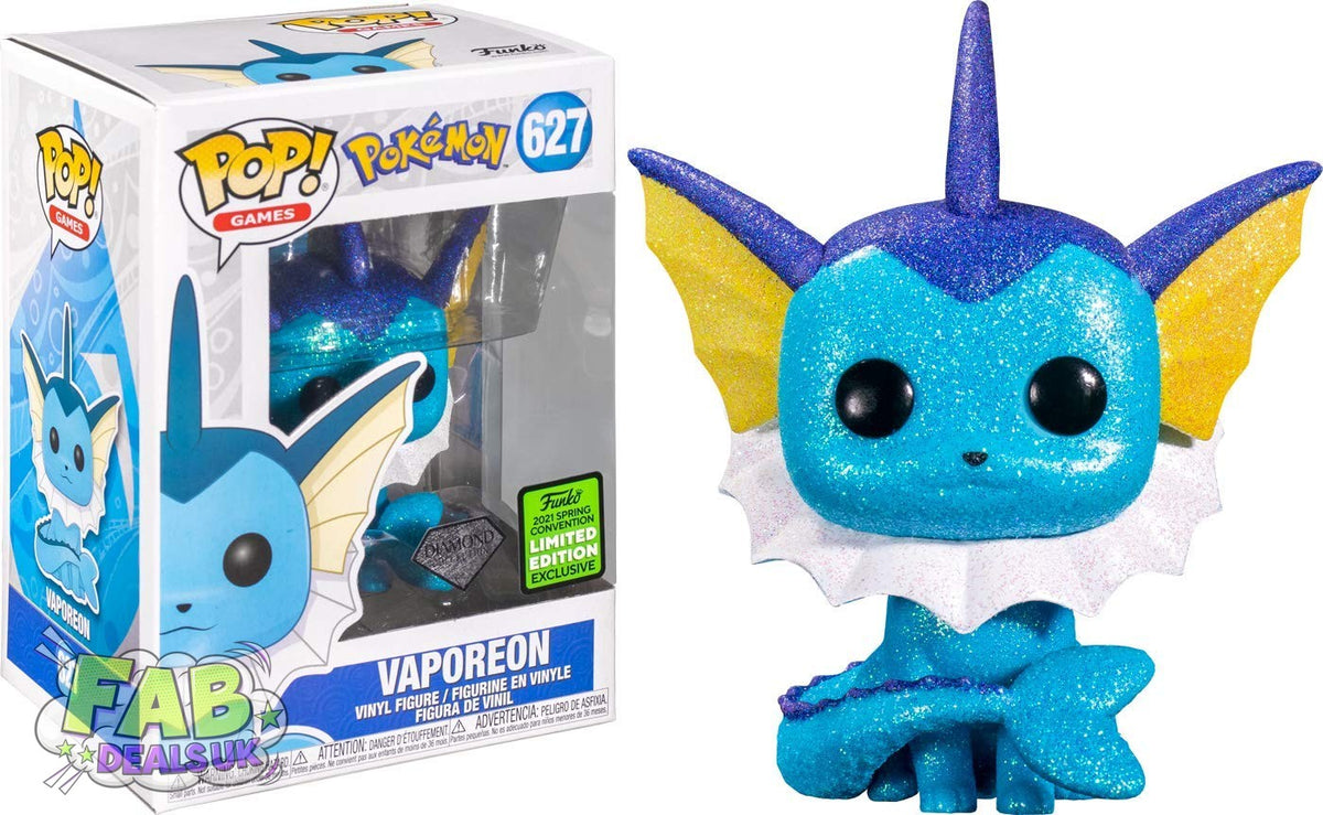 #627 Vaporeon Diamond 2021 Spring Convention Pokemon Funko Pop In Stack