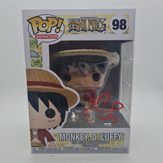 #98 Monkey. D. Luffy SIGNED By Colleen Clinkenbeard One Piece Animation Funko Pop in Stack