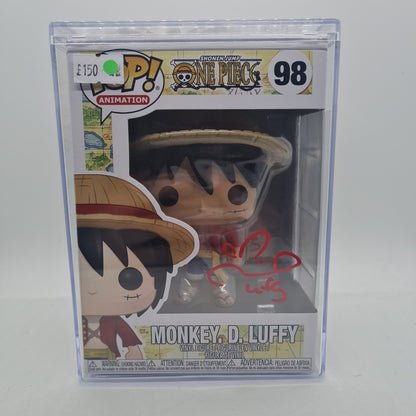 #98 Monkey. D. Luffy SIGNED By Colleen Clinkenbeard One Piece Animation Funko Pop in Stack