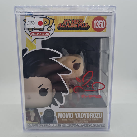 #1350 Momo Yaoyorozu SIGNED By Colleen Clinkenbeard My Hero Academia MHA Animation Funko Pop in Stack