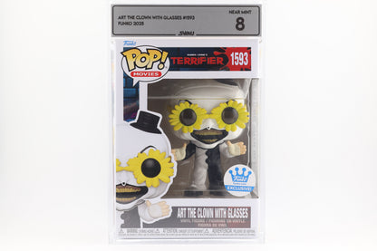 #1593 Art the Clown with Glasses Terrifier Horror Movies Graded and SWAU Encapsulated Funko Pop Grade 8