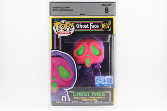 #1607 Ghost Face Blacklight Horror Movies Graded and SWAU Encapsulated Funko Pop Grade 8