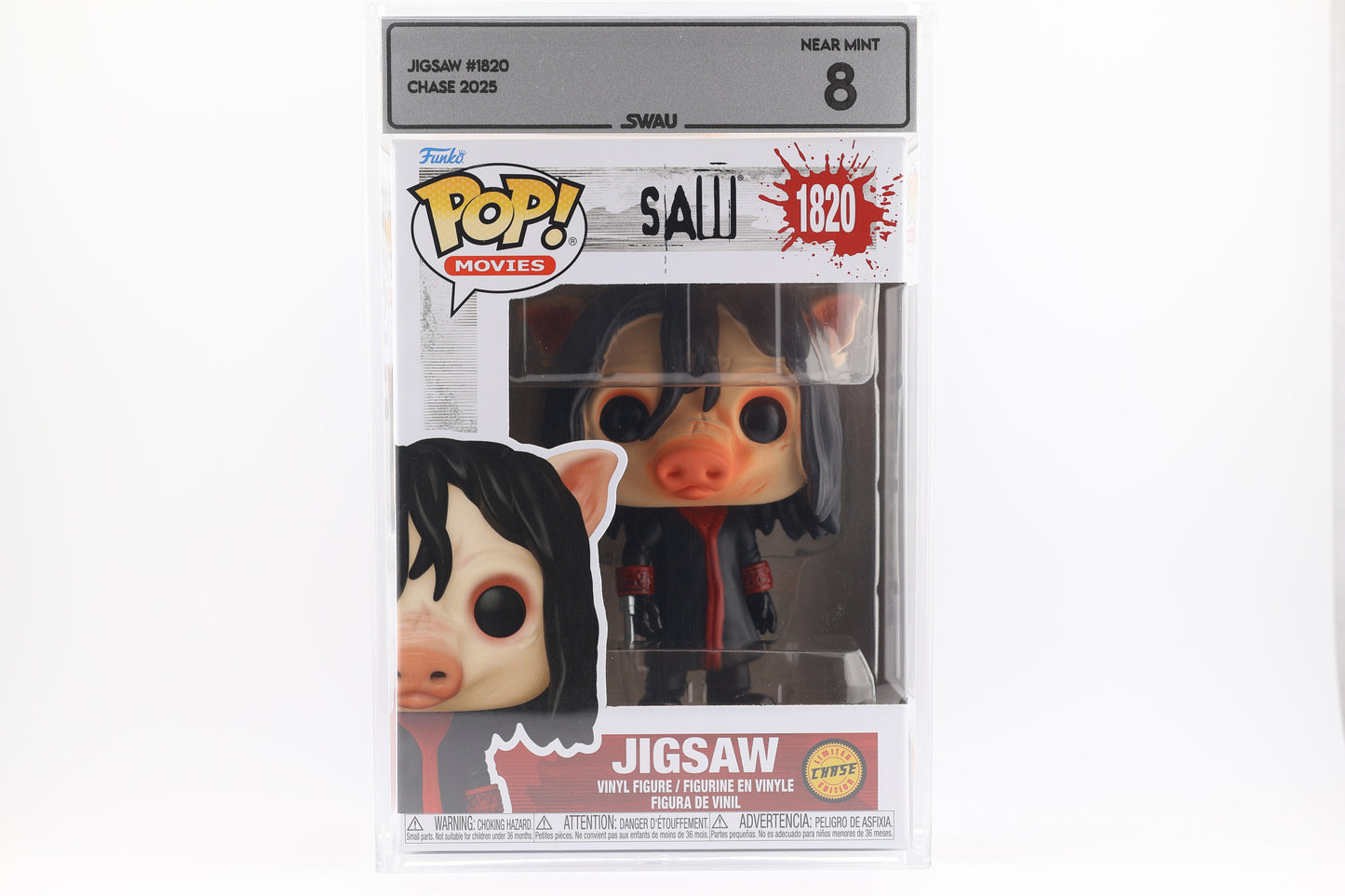 #1820 Jigsaw CHASE Horror Movies Graded and SWAU Encapsulated Funko Pop Grade 8