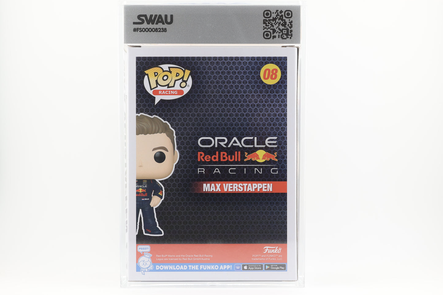 #08 Max Verstappen F1 Racing Graded and SWAU Encapsulated Funko Pop Grade 7.5