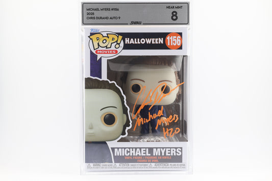 #1156 Michael Myers SIGNED by Chris Durand Horror Movies Graded and SWAU Encapsulated Funko Pop Grade 8, Auto Grade 9