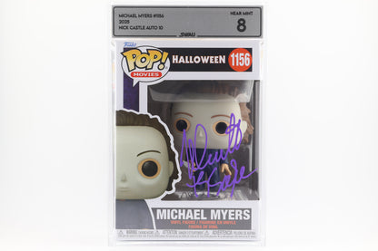#1156 Michael Myers SIGNED by Nick Castle Horror Movies Graded and SWAU Encapsulated Funko Pop Grade 8, Auto Grade 10