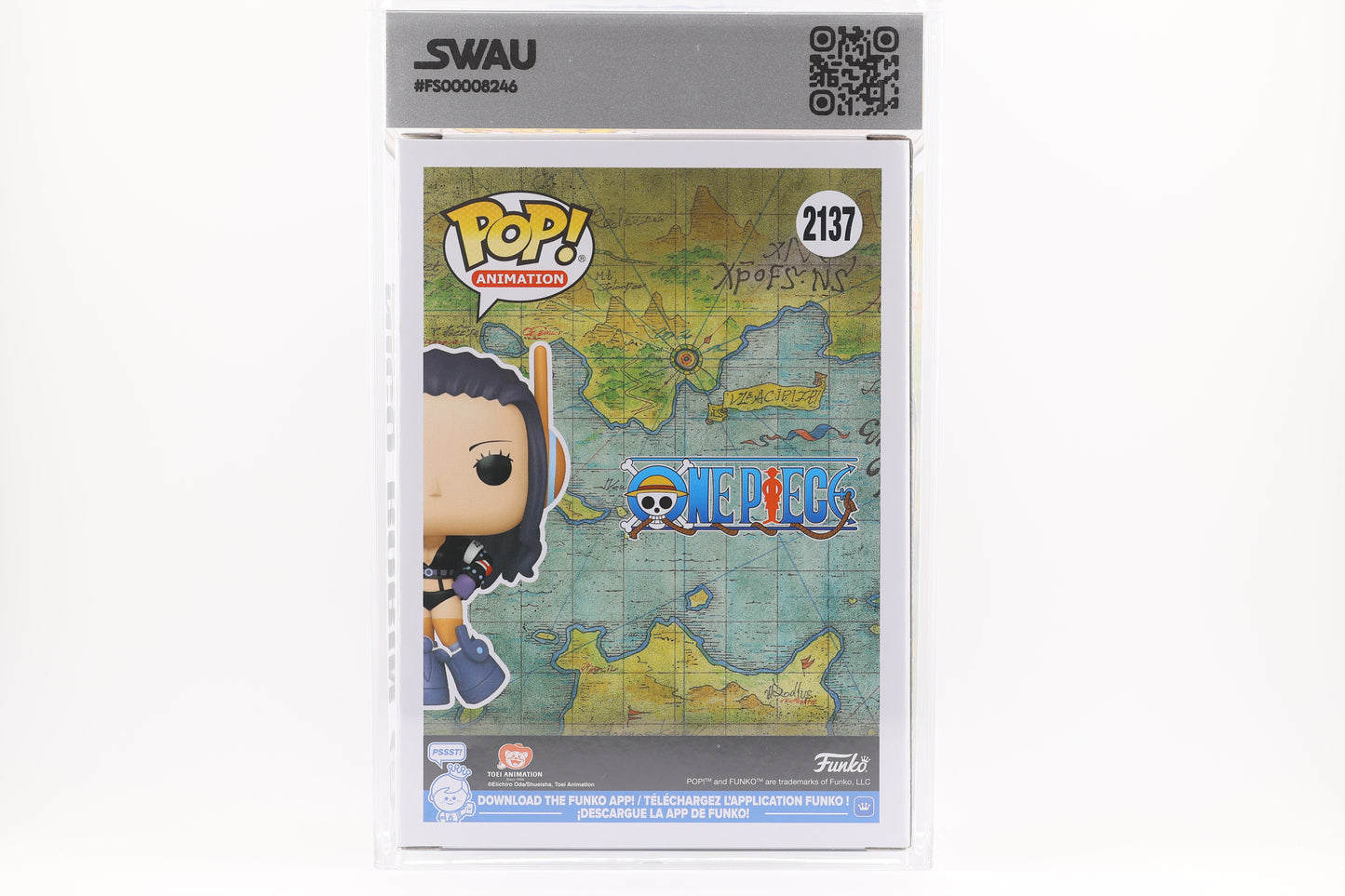 #2137 Nico Robin SIGNED by Stephanie Young One Piece Animation Graded and SWAU Encapsulated Funko Pop Grade 7, Auto Grade 10