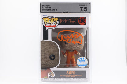 #1243 Sam SIGNED by Quinn Lord Horror Movies Graded and SWAU Encapsulated Funko Pop Grade 7.5, Auto Grade 10