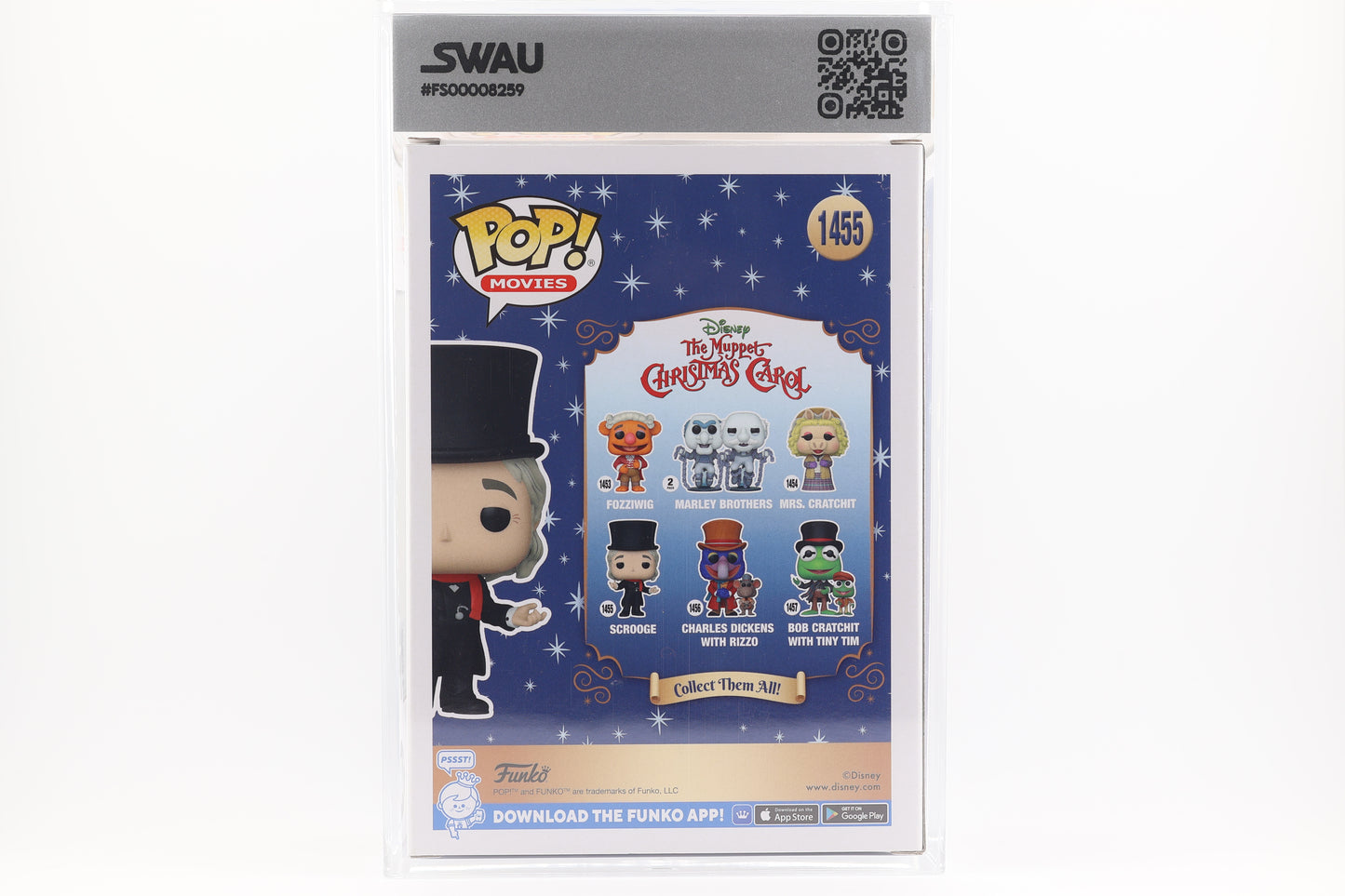 #1455 Scrooge SIGNED by Brian Henson The Muppets Christmas Carol Movies Graded and SWAU Encapsulated Funko Pop Grade 8, Auto Grade 10