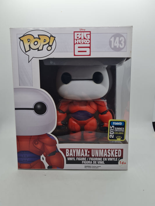 143 Baymax Unmasked 2015 SUMMER CONVENTION Armoured Big Hero 6 Disney 6" Funko Pop in Protector