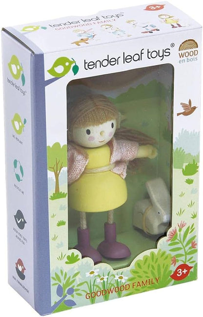 Amy and Rabbit Wooden Doll Set Tender Leaf Toys 1:12 Scale