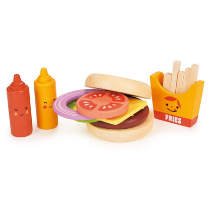 Take Out Burger Set Wooden Play Food Mentari