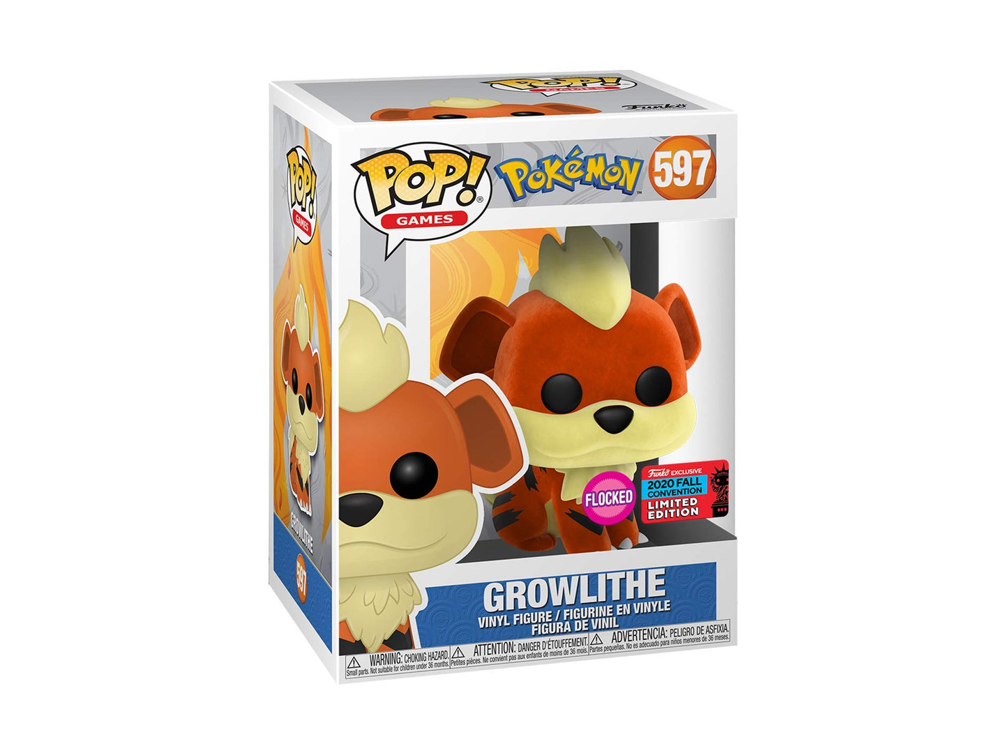 #597 Growlithe Flocked Pokemon Games (2020 Fall Convention) Funko Pop