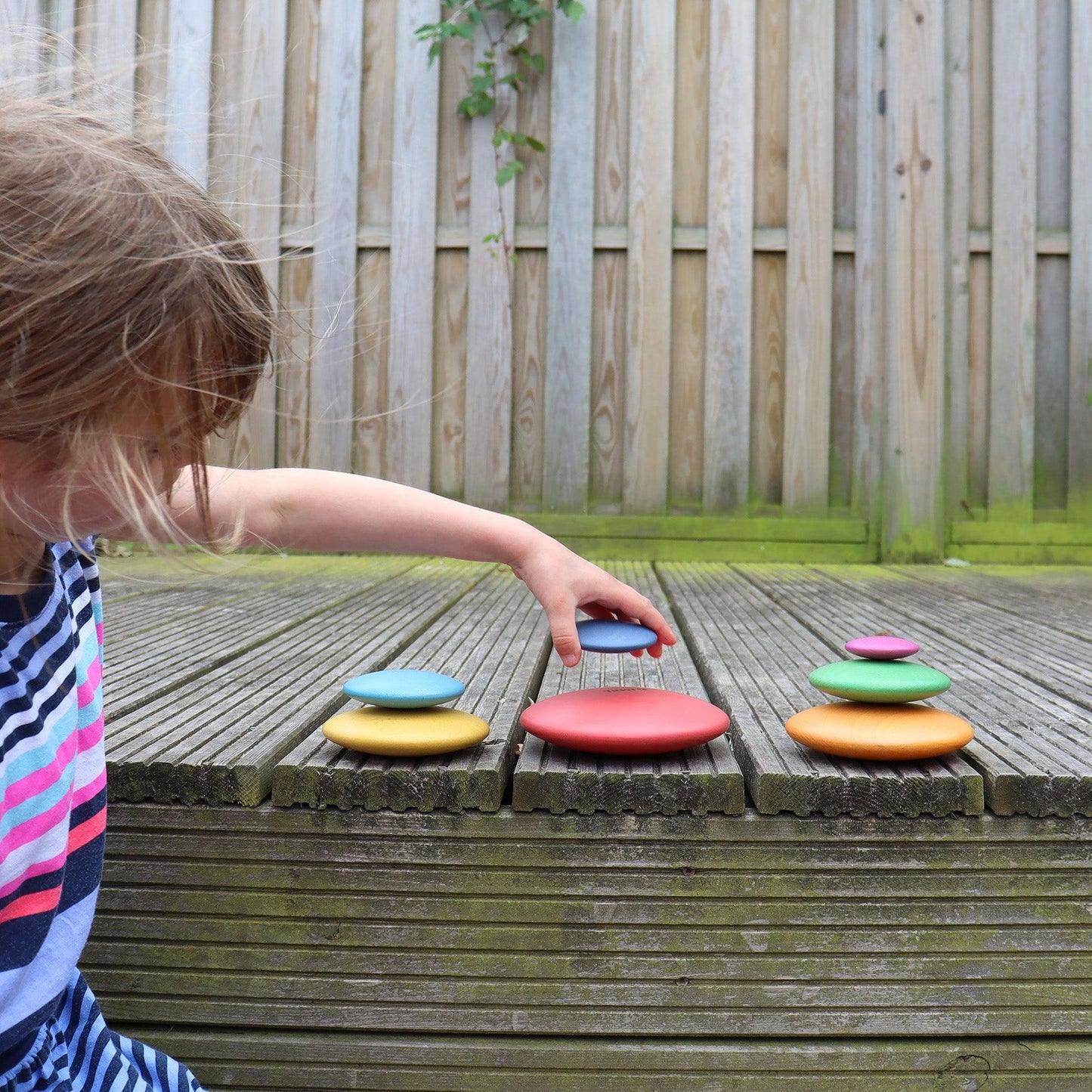 Rainbow Wooden Buttons 7 Pack Stacking Toy TickIt