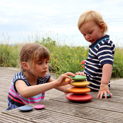 Rainbow Wooden Buttons 7 Pack Stacking Toy TickIt