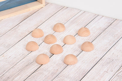 Natural Wooden Semispheres 40mm Pack of 10 TickIt