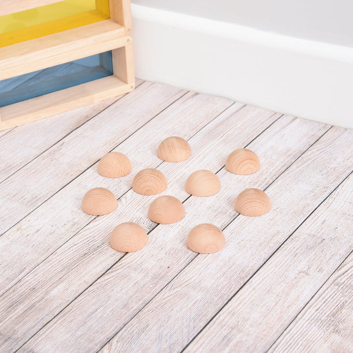 Natural Wooden Semispheres 10 Pack 40mm TickIt Loose Parts