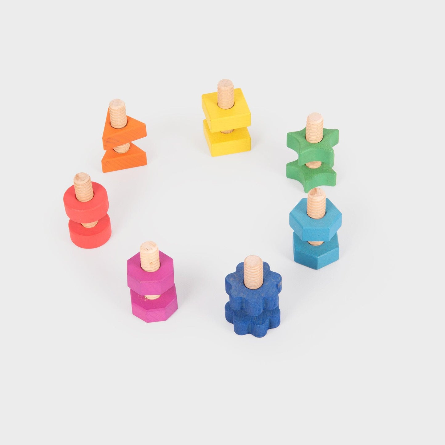 Rainbow Wooden Nuts and Bolts 7 Pack