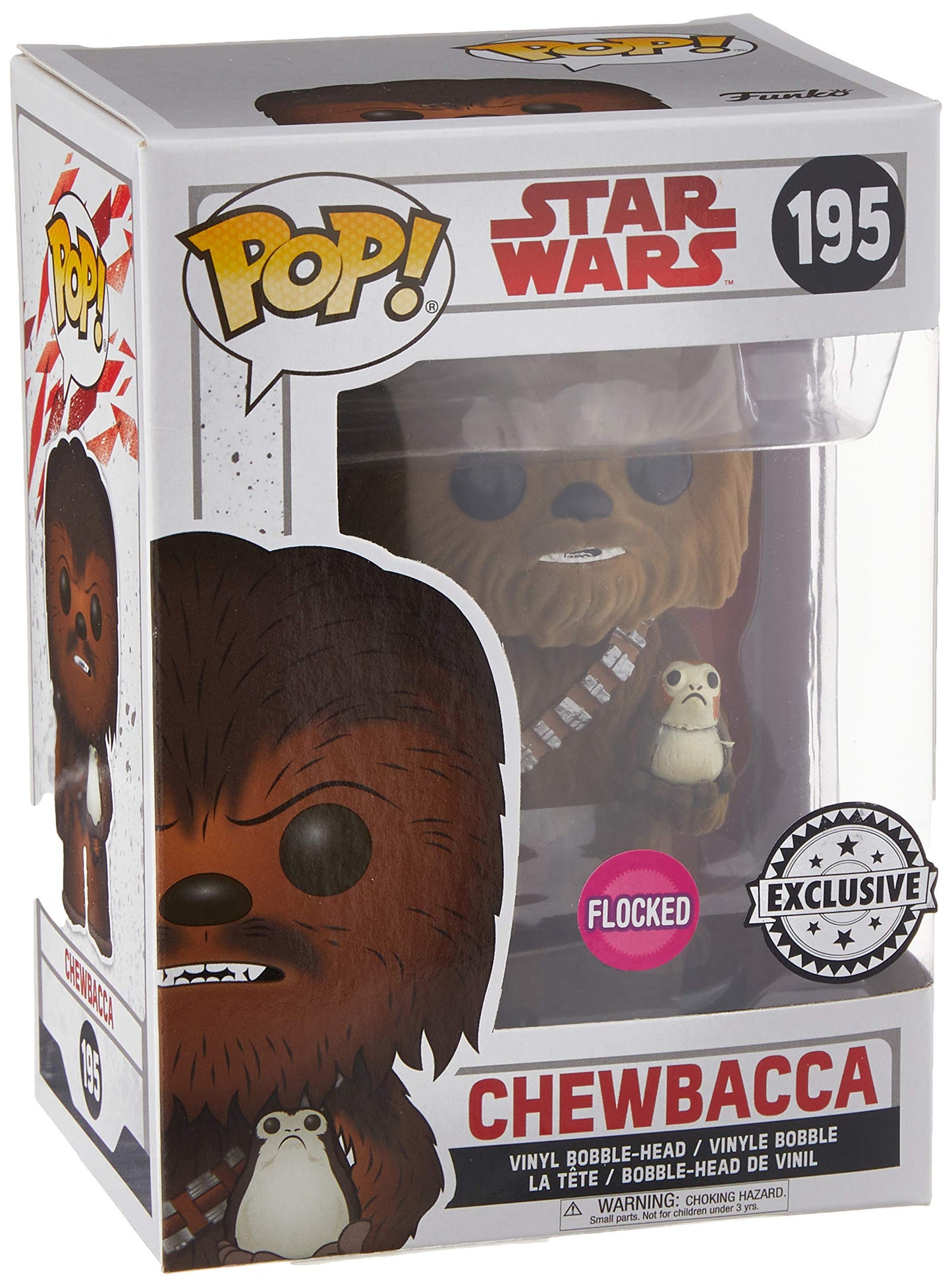 #195 Chewbacca with Porg FLOCKED Star Wars Funko Pop