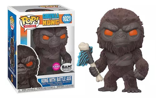 #1021 Kong with Battleaxe FLOCKED BAM Godzilla vs Kong Movies Funko Pop