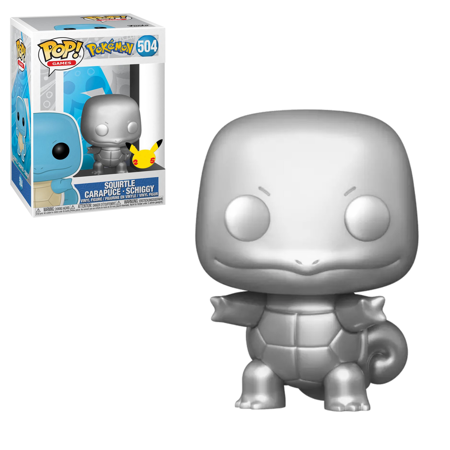 #504 Squirtle Silver METALLIC Pokemon Games Funko Pop