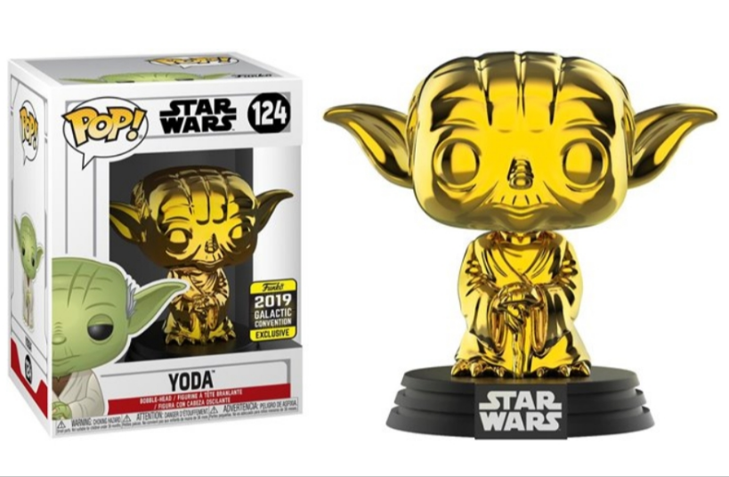 #124 Yoda Gold Chrome 2019 GALACTIC CONVENTION Star Wars Funko Pop