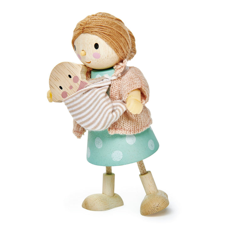 Mrs Goodwood and the Baby Doll Tender Leaf Toys 1:12 Scale Wooden Doll